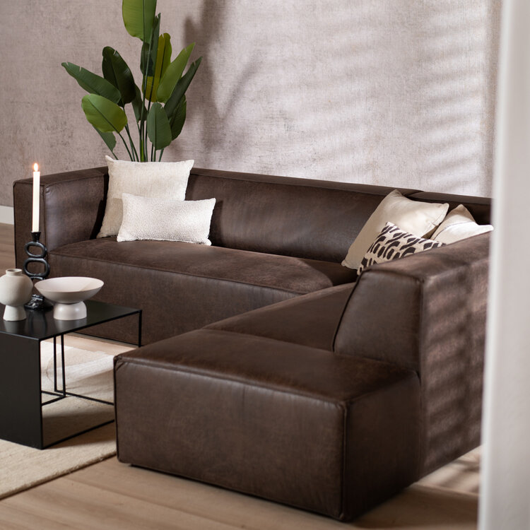 Industriële hoekbank Memphis eco-leer bruin rechts