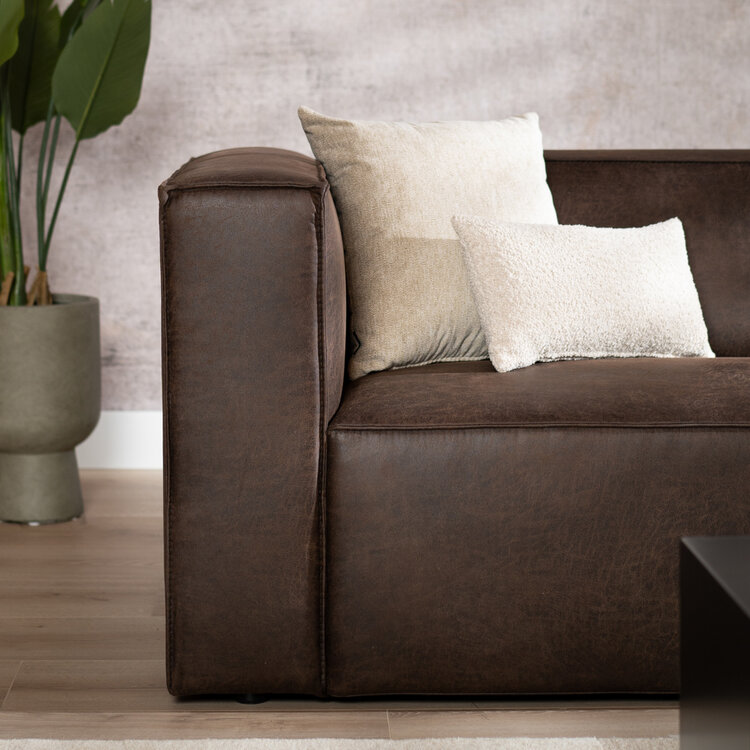 Industriële hoekbank Memphis eco-leer bruin rechts