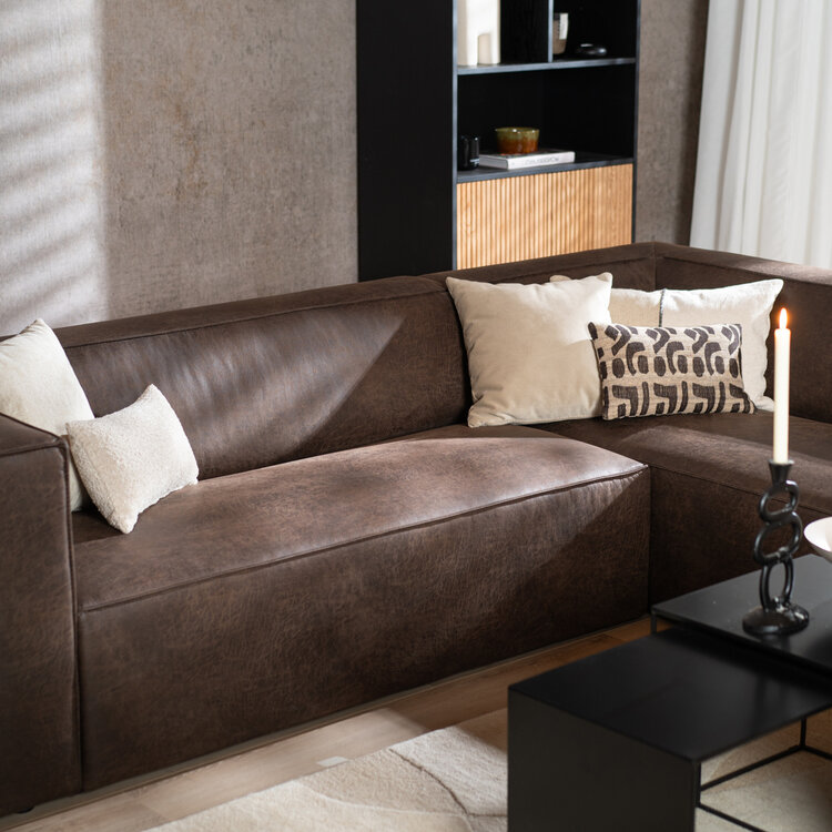 Industriële hoekbank Memphis eco-leer bruin rechts