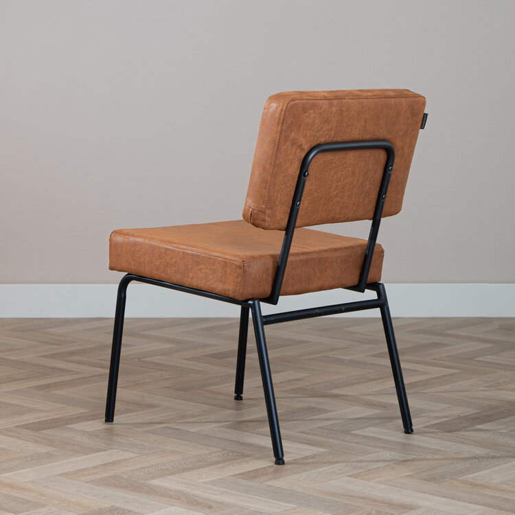 Industriële eetkamerstoel Espen cognac eco-leer