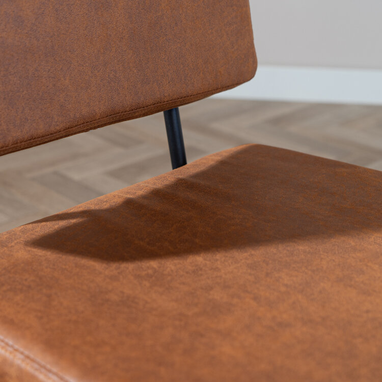 Industriële eetkamerstoel Espen cognac eco-leer