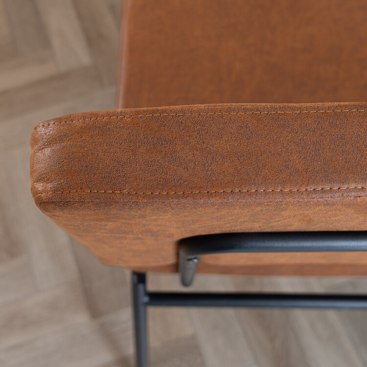 Industriële eetkamerstoel Espen cognac eco-leer