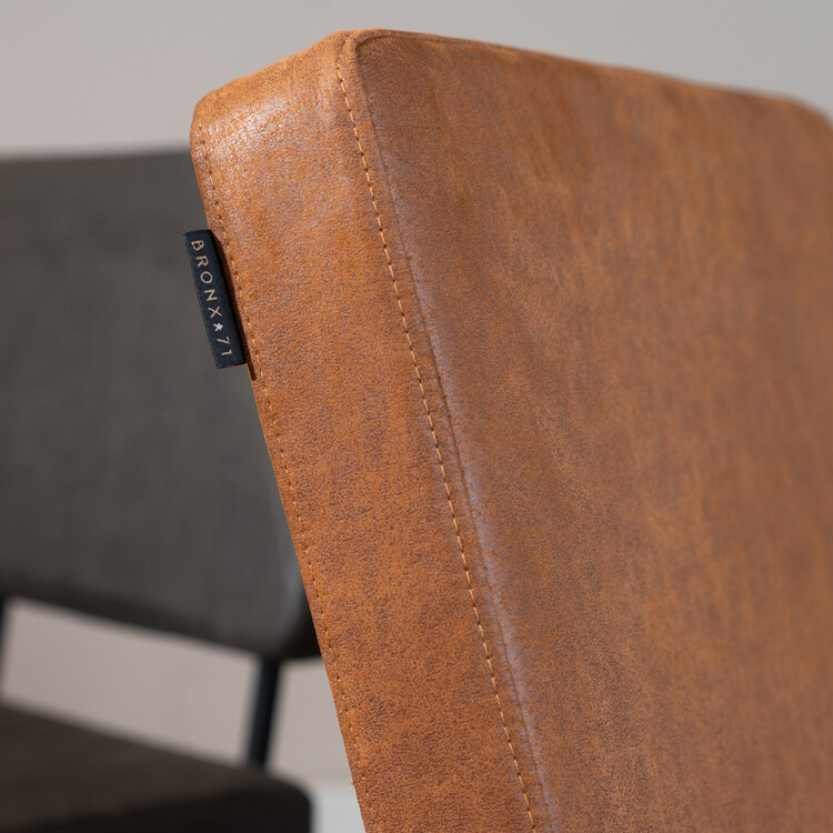 Industriële eetkamerstoel Espen cognac eco-leer