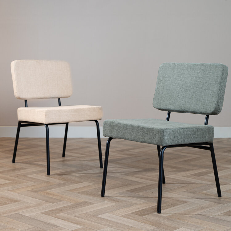 Scandinavische eetkamerstoel Espen groen gerecyclede stof