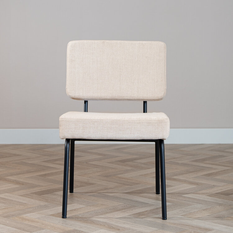 Scandinavische eetkamerstoel Espen beige gerecyclede stof