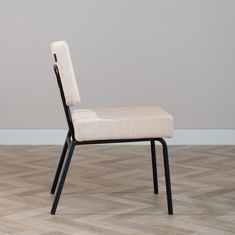 Scandinavische eetkamerstoel Espen beige gerecyclede stof