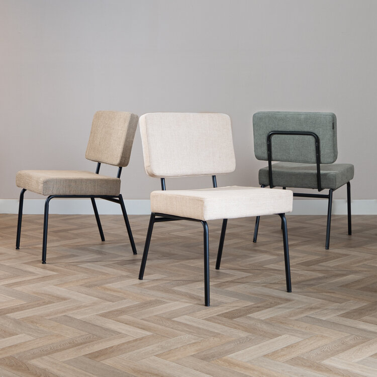 Scandinavische eetkamerstoel Espen beige gerecyclede stof