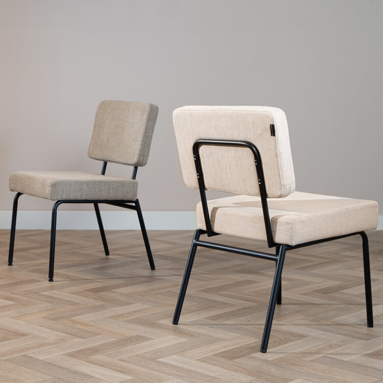 Scandinavische eetkamerstoel Espen beige gerecyclede stof