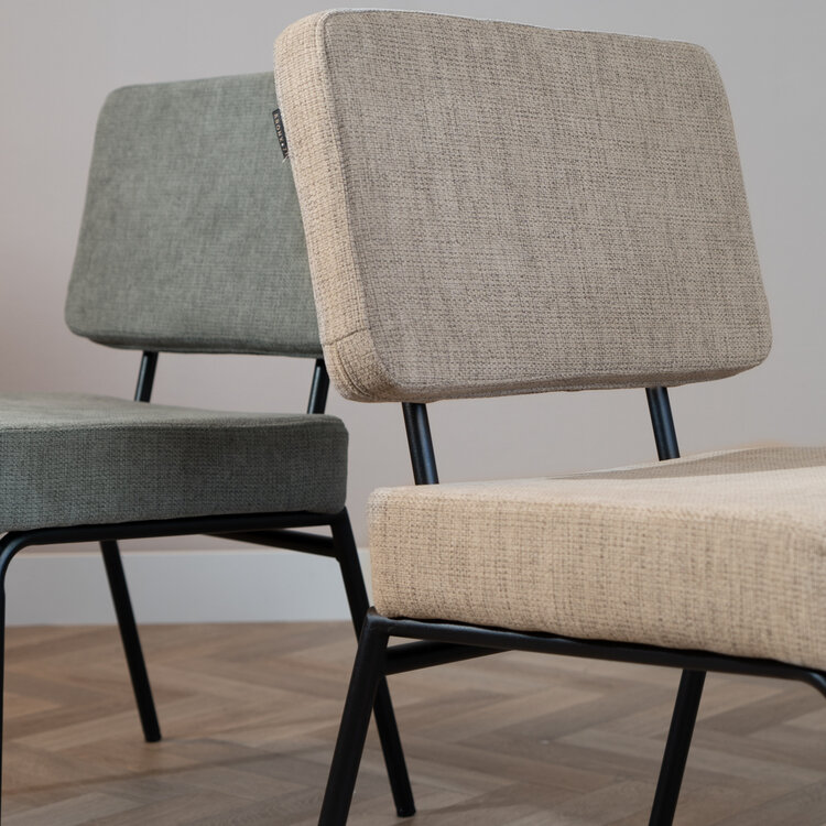 Scandinavische eetkamerstoel Espen taupe gerecyclede stof