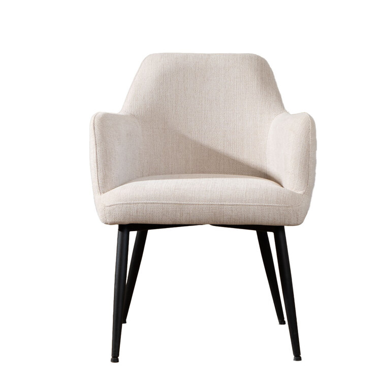 Scandinavische eetkamerstoel Lars beige gerecyclede stof