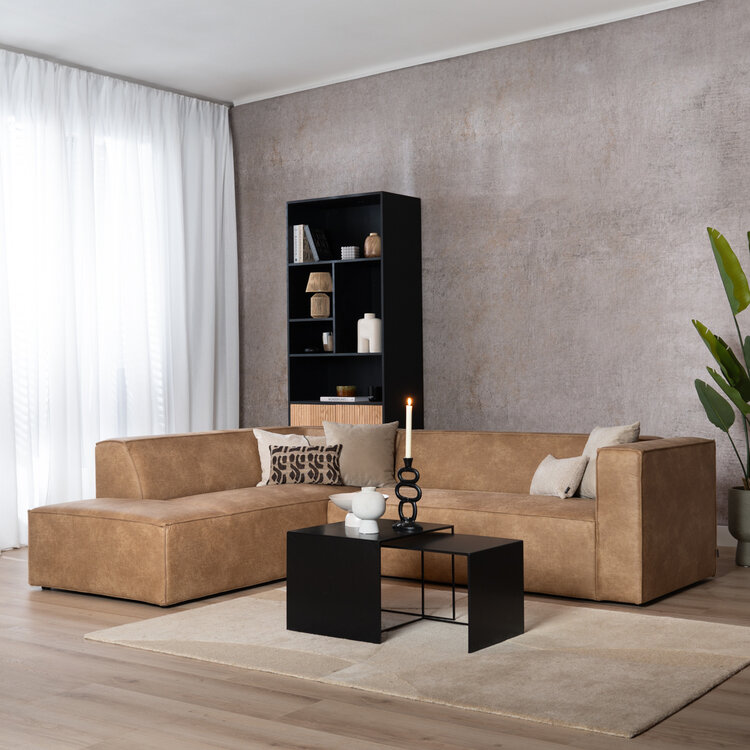 Industriële hoekbank Memphis eco-leer beige links