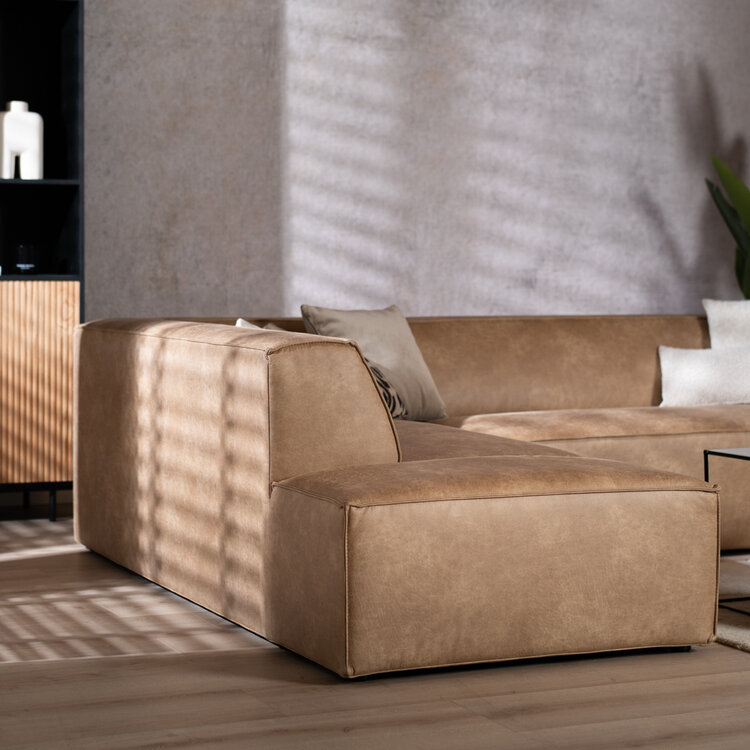Industriële hoekbank Memphis eco-leer beige links