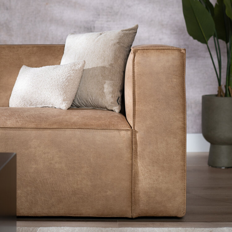 Industriële hoekbank Memphis eco-leer beige links