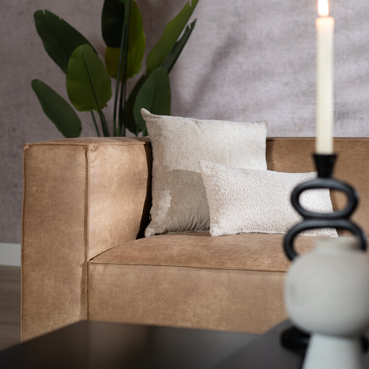 Industriële hoekbank Memphis eco-leer beige rechts