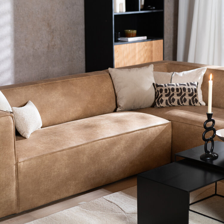 Industriële hoekbank Memphis eco-leer beige rechts