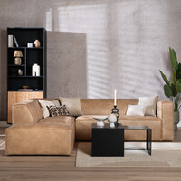 Industriële hoekbank Memphis eco-leer beige links