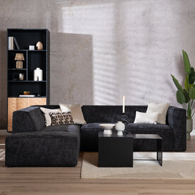 Hoekbank Memphis stof chenille zwart links