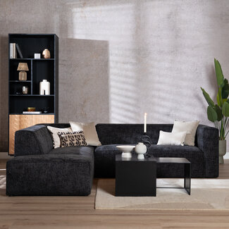 Hoekbank Memphis stof chenille zwart links