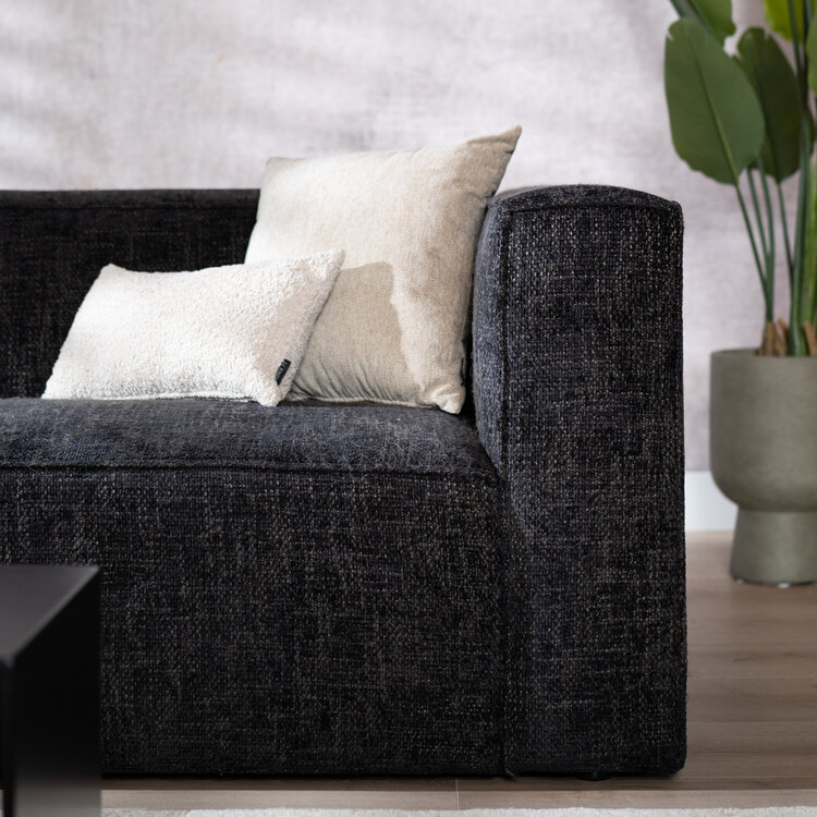 Hoekbank Memphis stof chenille zwart links