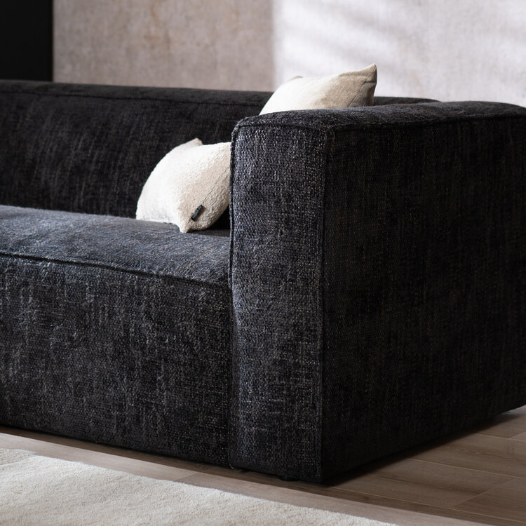 Hoekbank Memphis stof chenille zwart links