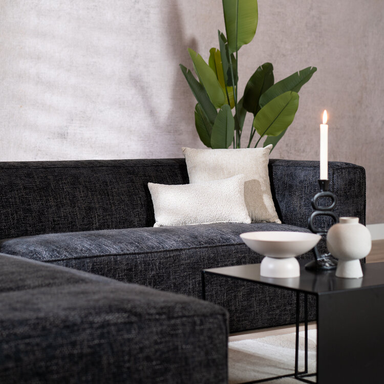 Hoekbank Memphis stof chenille zwart links