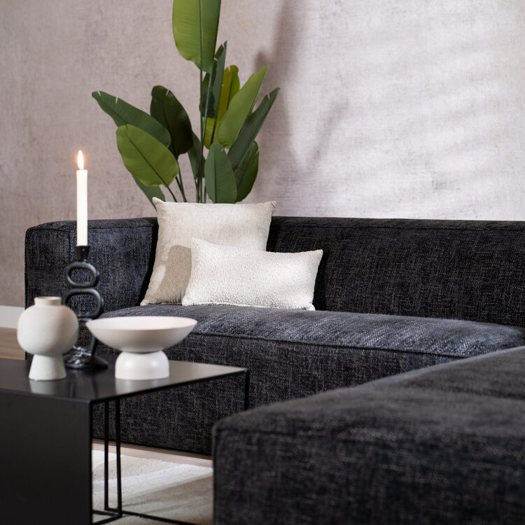 Hoekbank Memphis stof chenille zwart rechts