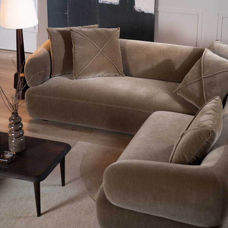 Hoekbank Palermo velvet bruin rechts