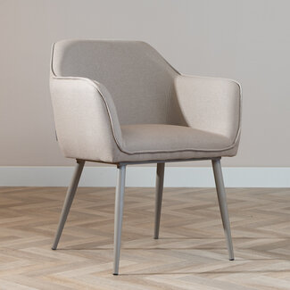 Scandinavische eetkamerstoel Elin taupe gerecyclede stof