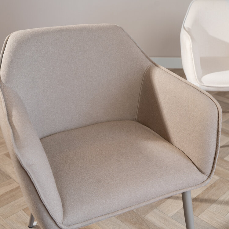 Scandinavische eetkamerstoel Elin taupe gerecyclede stof