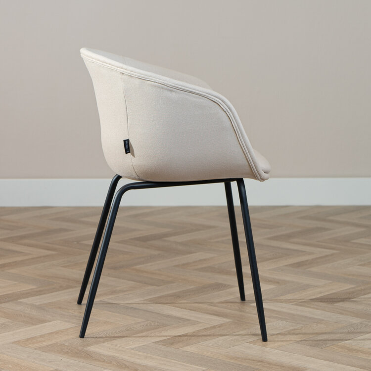 Scandinavische eetkamerstoel Ole off white gerecyclede stof