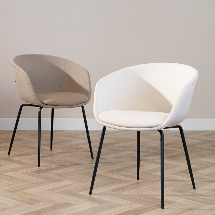 Scandinavische eetkamerstoel Ole off white gerecyclede stof