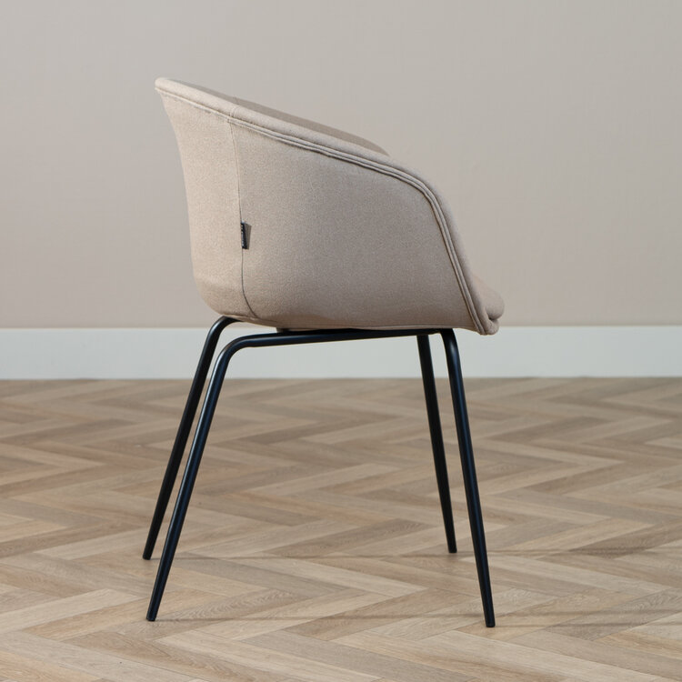 Scandinavische eetkamerstoel Ole taupe gerecyclede stof