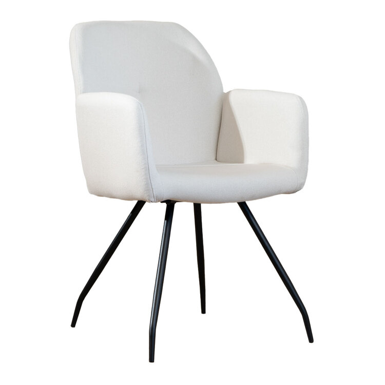 Scandinavische eetkamerstoel Frey gerecyclede stof off white