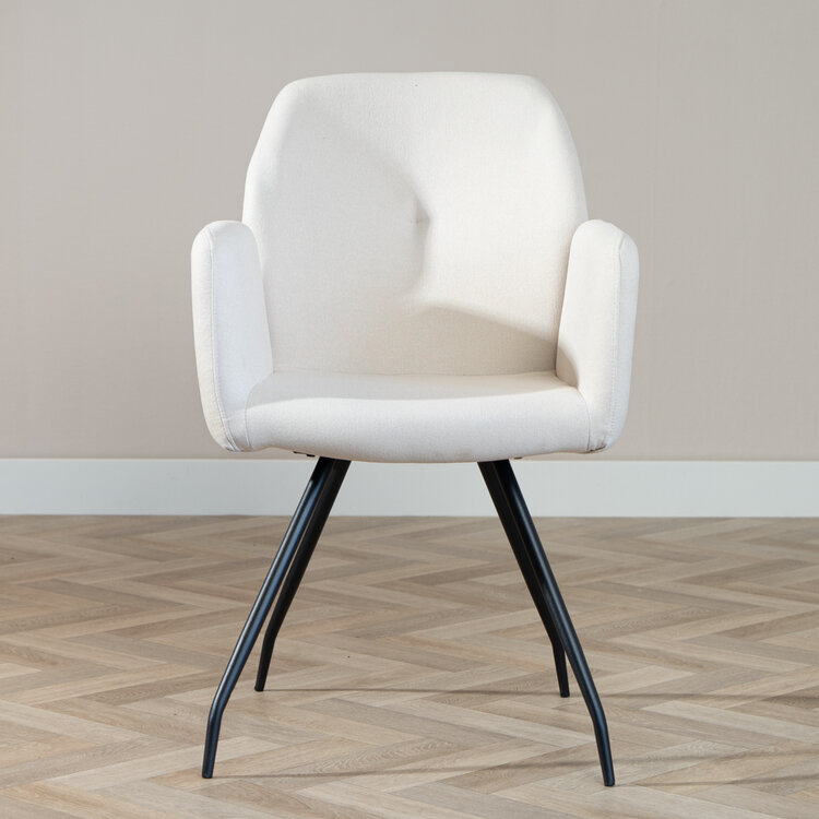 Scandinavische eetkamerstoel Frey gerecyclede stof off white