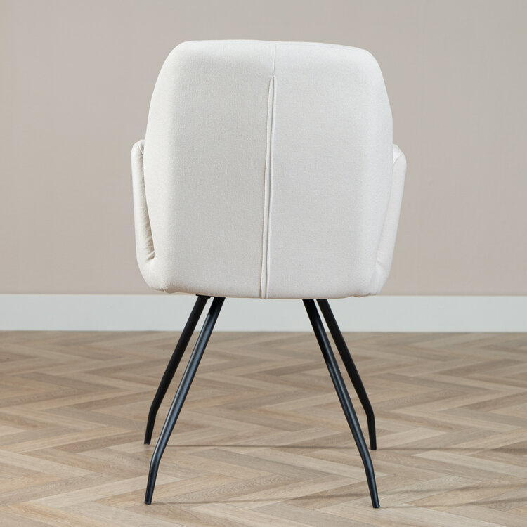 Scandinavische eetkamerstoel Frey gerecyclede stof off white