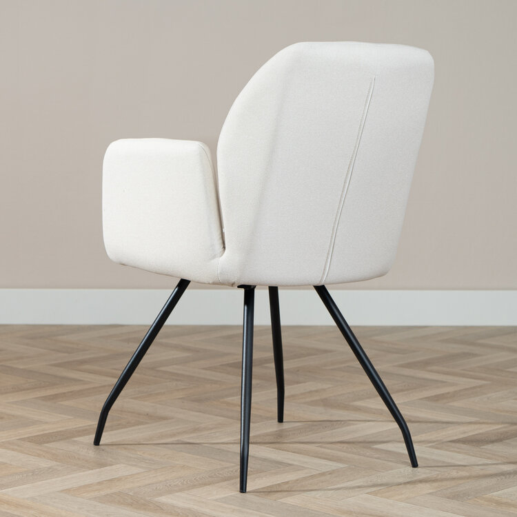 Scandinavische eetkamerstoel Frey gerecyclede stof off white