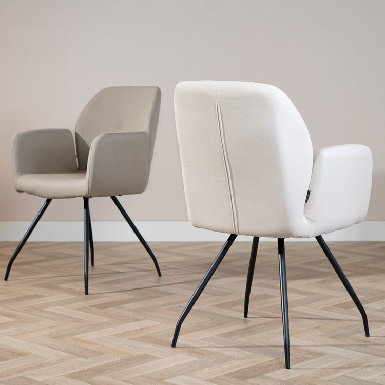 Scandinavische eetkamerstoel Frey gerecyclede stof off white
