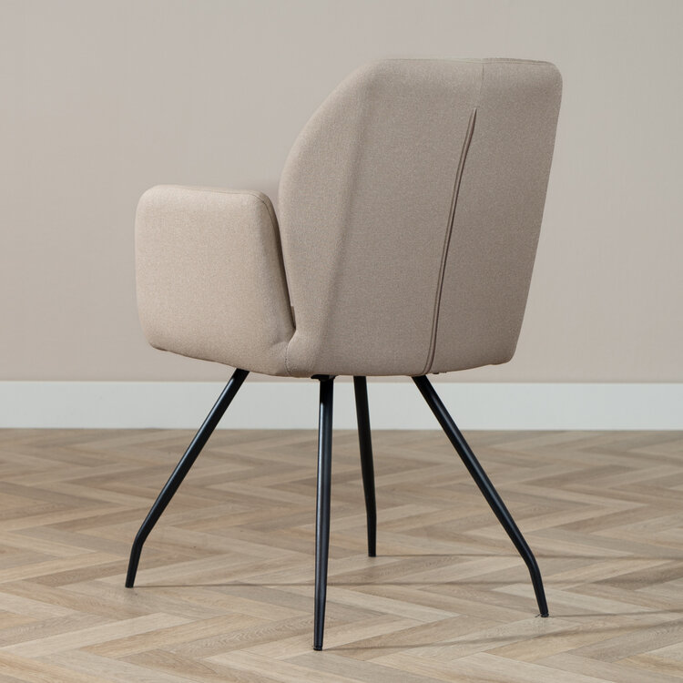 Scandinavische eetkamerstoel Frey gerecyclede stof taupe