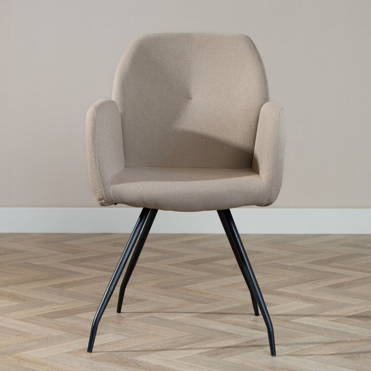 Scandinavische eetkamerstoel Frey gerecyclede stof taupe