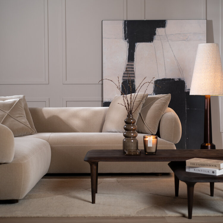 Hoekbank Palermo velvet taupe links