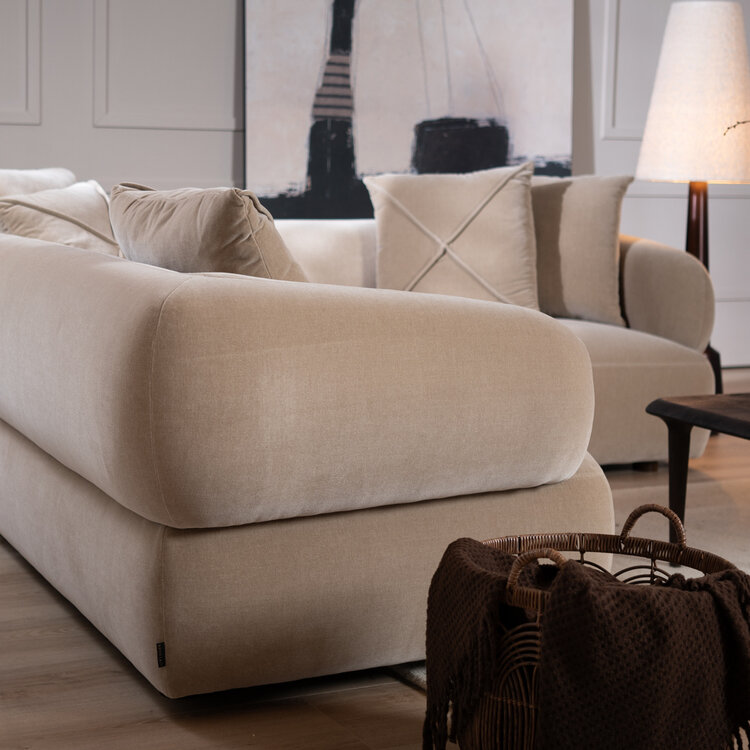 Hoekbank Palermo velvet taupe links