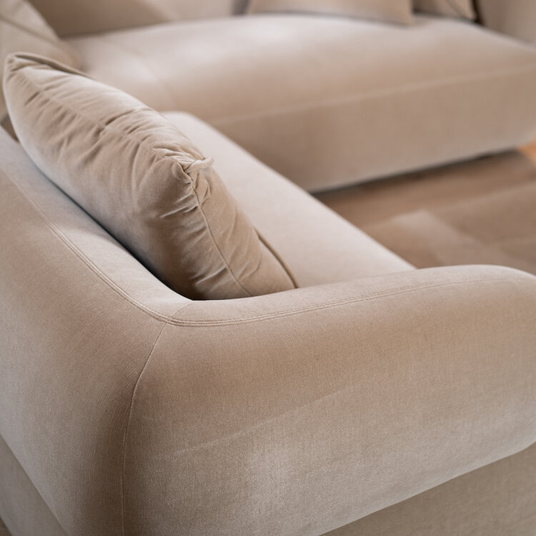 Hoekbank Palermo velvet taupe links