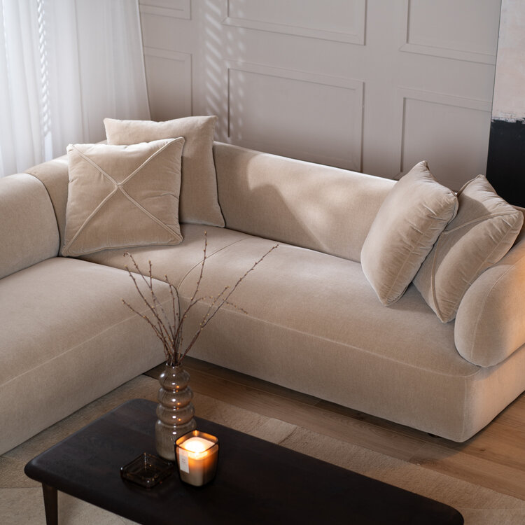 Hoekbank Palermo velvet taupe links