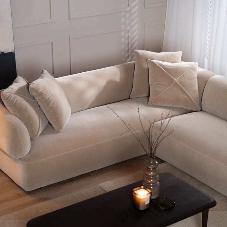 Hoekbank Palermo velvet taupe rechts