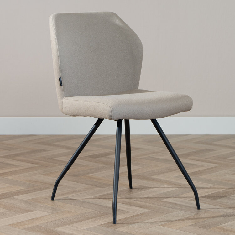 Scandinavische eetkamerstoel Fenris gerecyclede stof taupe