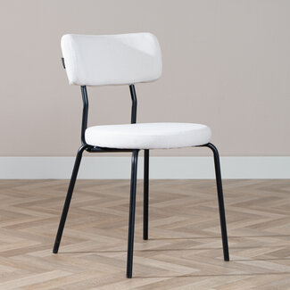 Scandinavische eetkamerstoel Lyon off white gerecyclede stof