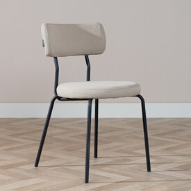 Scandinavische eetkamerstoel Lyon taupe gerecyclede stof