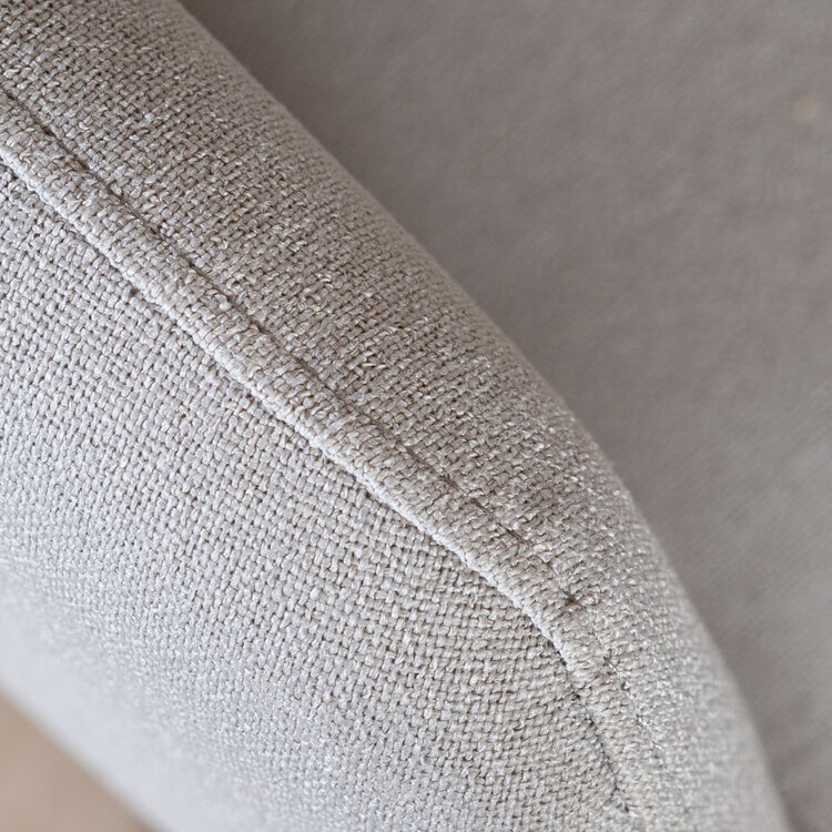 Scandinavische eetkamerstoel op wieltjes Runa gerecyclede stof grijs