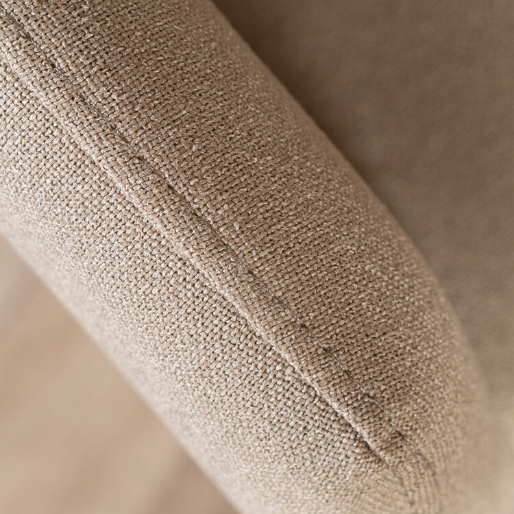 Scandinavische eetkamerstoel op wieltjes Runa gerecyclede stof taupe