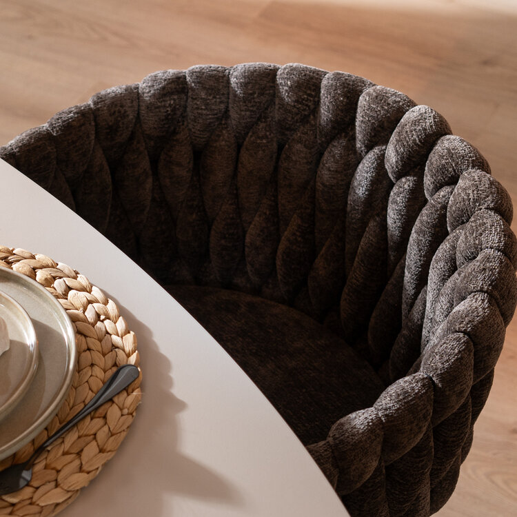 Eetkamerstoel River chenille bruin